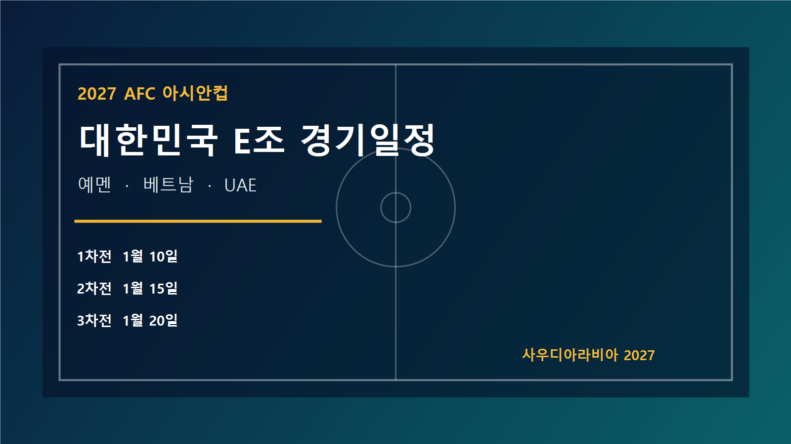 2027 AFC 아시안컵 대한민국 E조 경기일정 예멘 베트남 UAE