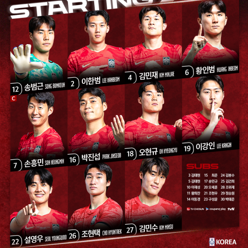 대한민국 베네수엘라 축구 공식 선발 11명 KFA 이미지