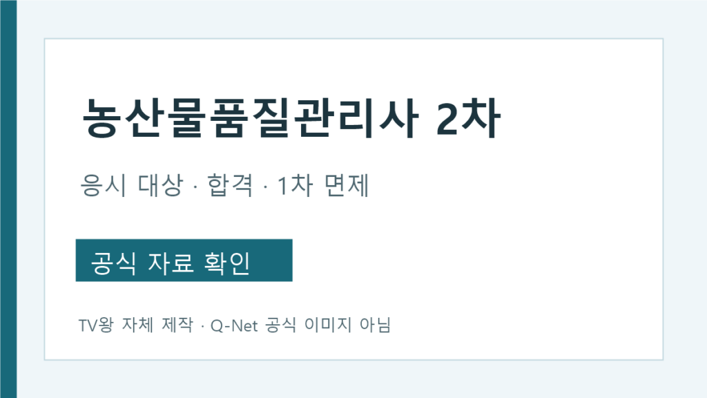 농산물 품질 관리사 2차 응시 대상 합격 기준과 1차 면제