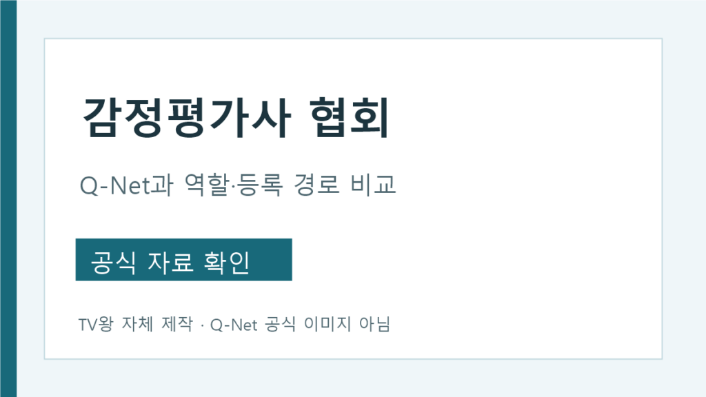 감정평가사협회와 Q-Net 담당 업무 비교