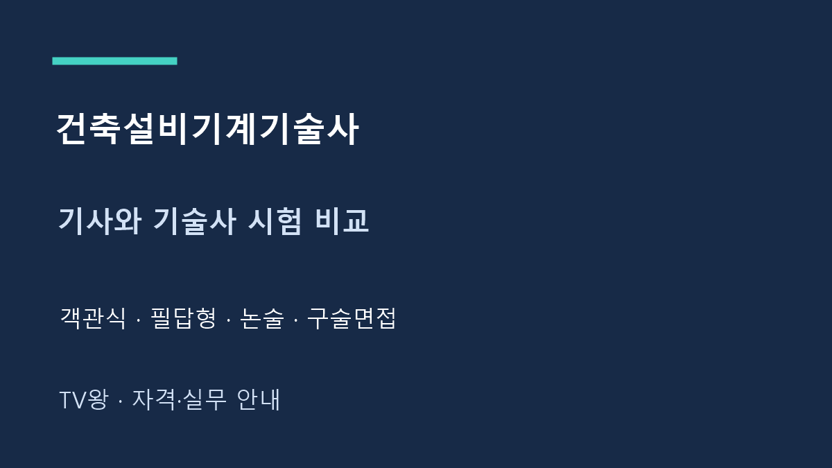 건축설비기계기술사 · 기사와 기술사 시험 비교 · 객관식 · 필답형 · 논술 · 구술면접