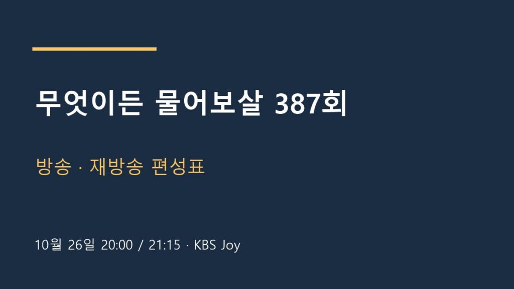 무엇이든 물어보살 방송 안내