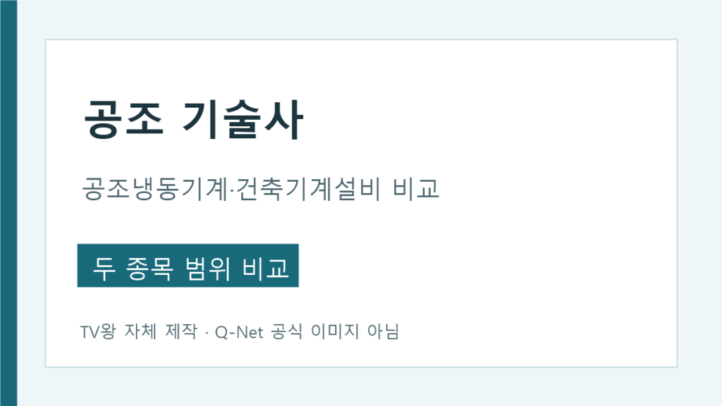 공조 기술사 검색 시 두 공식 기술사 종목 범위 비교