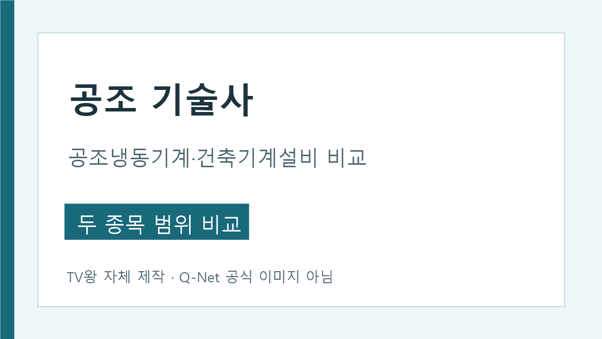 공조 기술사 검색 시 두 공식 기술사 종목 범위 비교