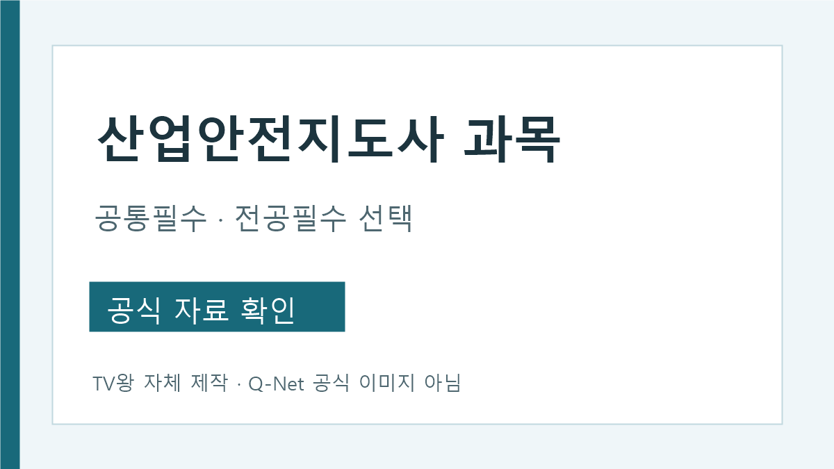 산업안전지도사 시험 과목의 1차 공통필수와 2차 전공필수 선택표