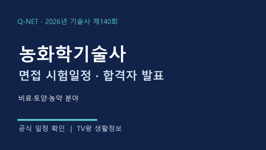 농화학기술사 제140회 면접·발표 일정