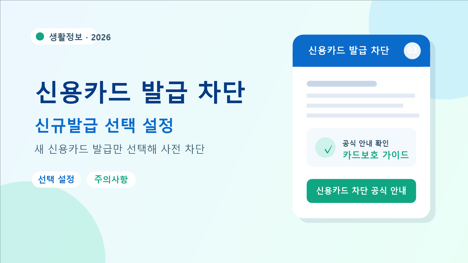 2026 신용카드 발급 차단 설정 방법