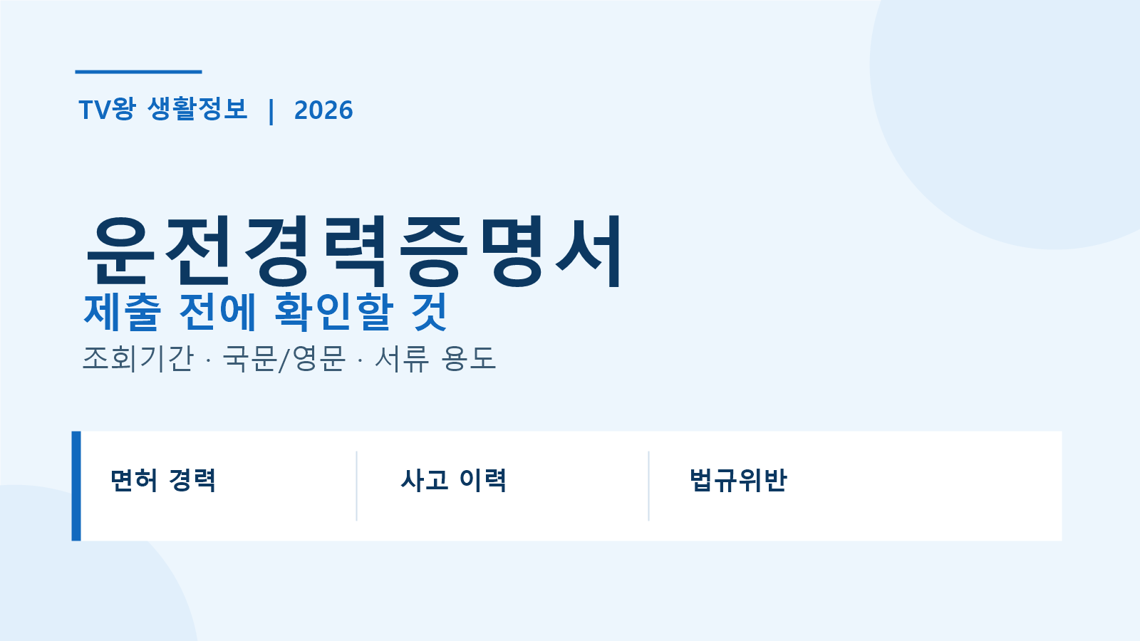운전경력증명서 제출 전 조회기간과 국문·영문 확인 안내