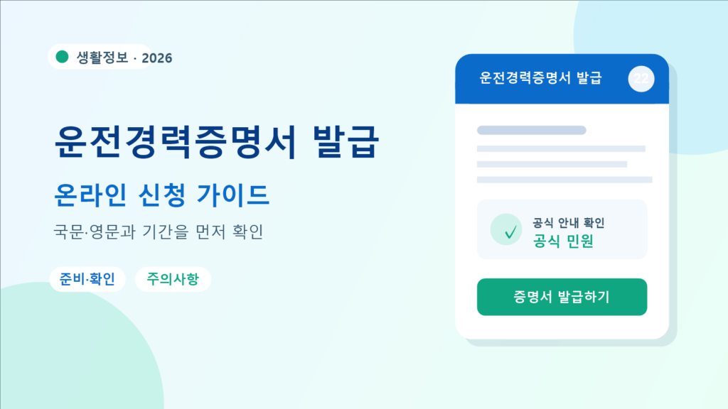 2026 영문 운전경력증명서 발급 방법