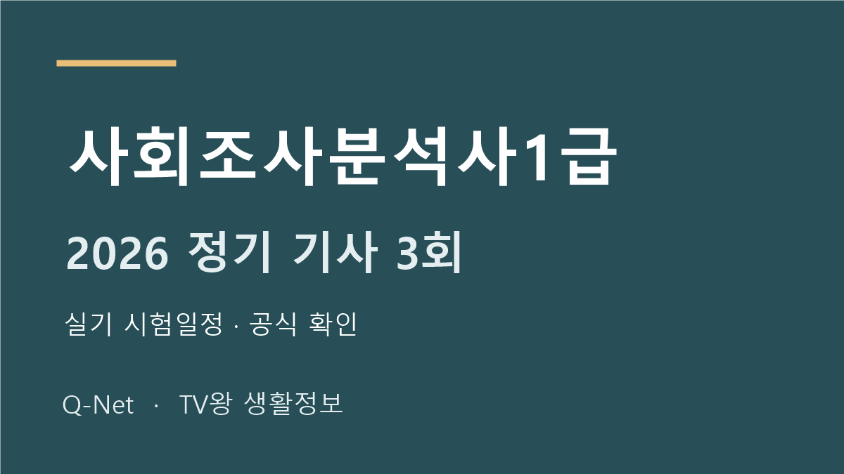 2026 사회조사분석사1급 정기 기사 3회 실기 시험일정