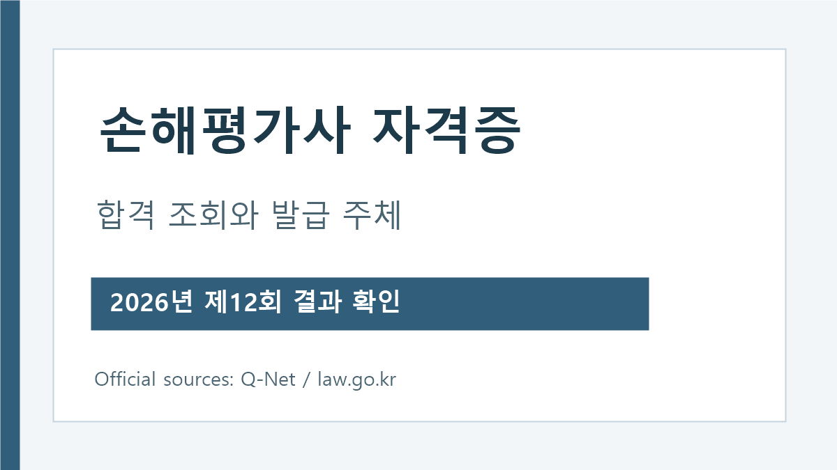 손해평가사 시험 합격 확인과 자격증 발급 주체