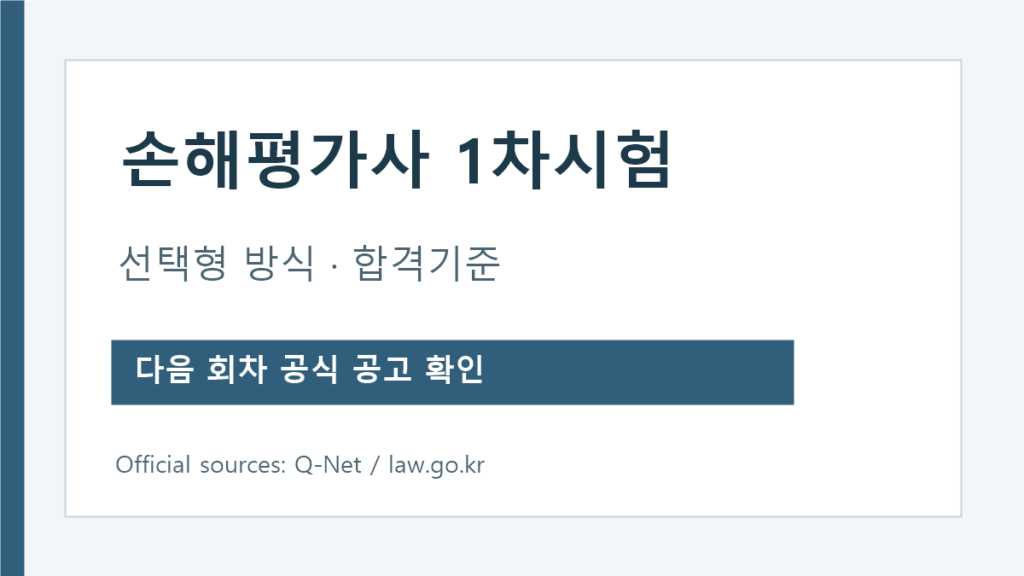 손해평가사 1차시험 방식과 합격기준 안내