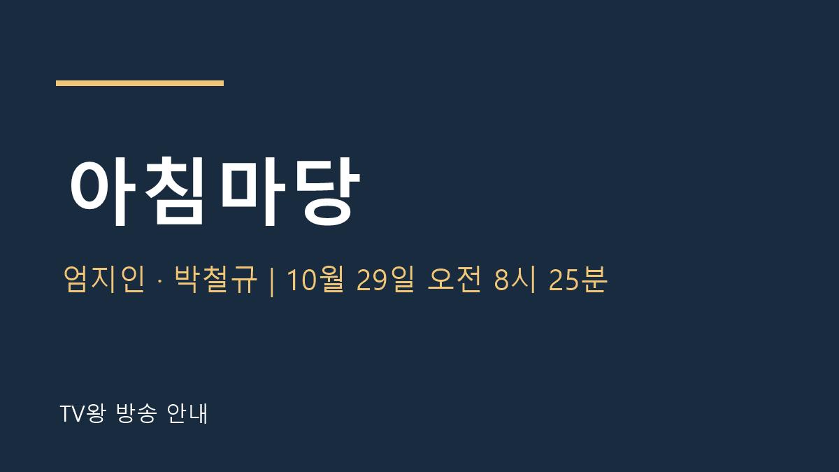 아침마당 10월 29일 TV왕 방송 안내