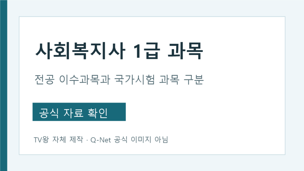 사회복지사 1급 대학 이수과목과 국가시험 과목의 차이