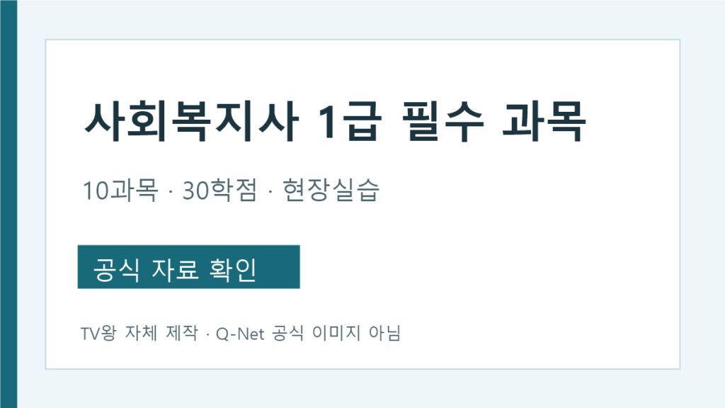 사회복지사 1급 필수 10과목과 현장실습 성적증명서 확인