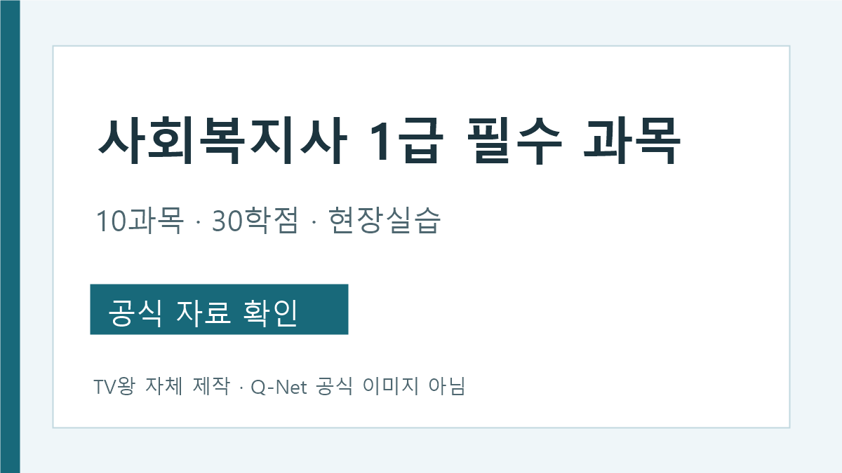 사회복지사 1급 필수 10과목과 현장실습 성적증명서 확인