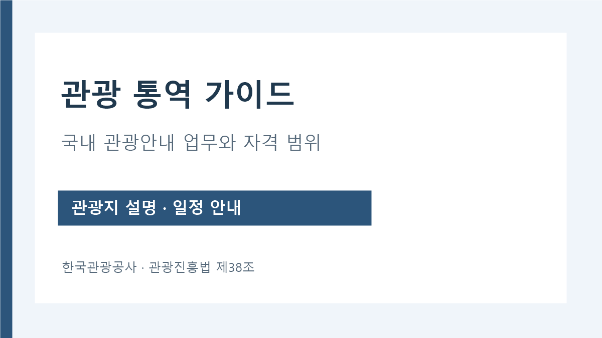 관광 통역 가이드의 국내 외국인 관광 안내 업무와 자격 범위