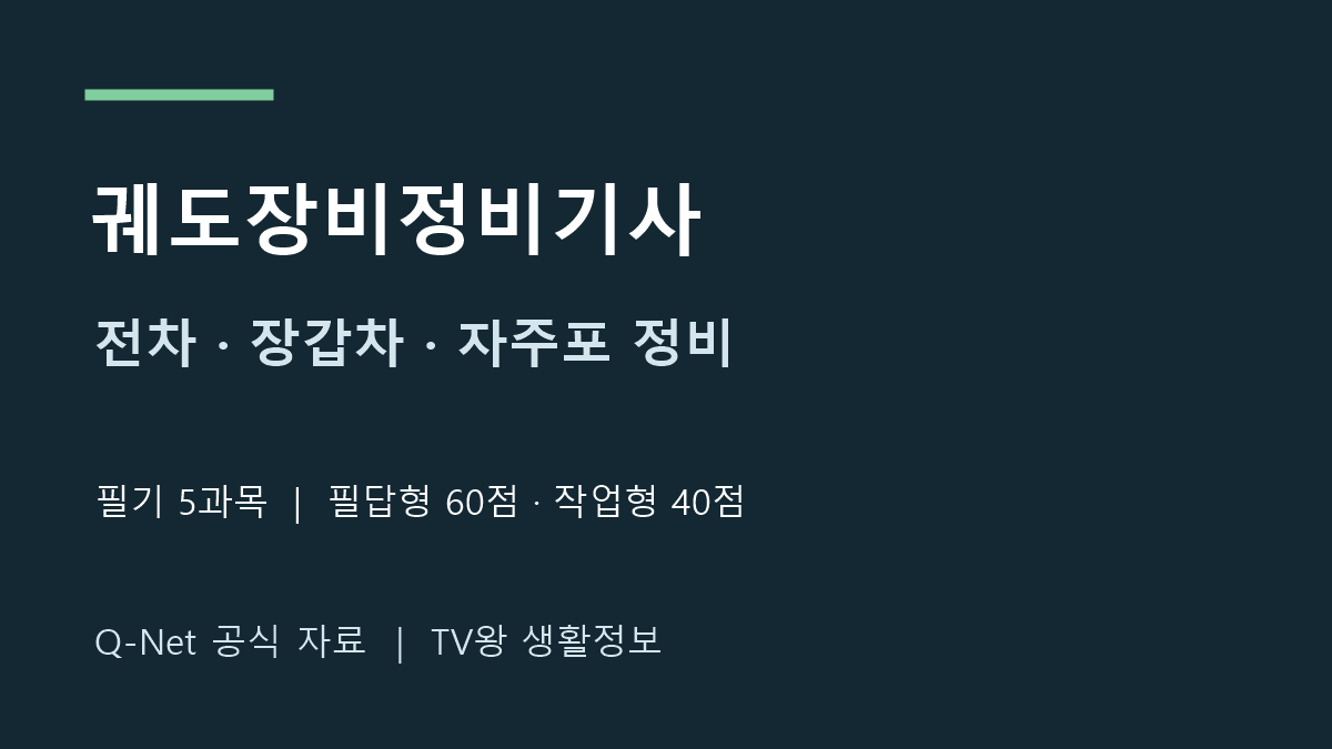 궤도장비정비기사 필기 5과목과 필답·작업 실기 구성