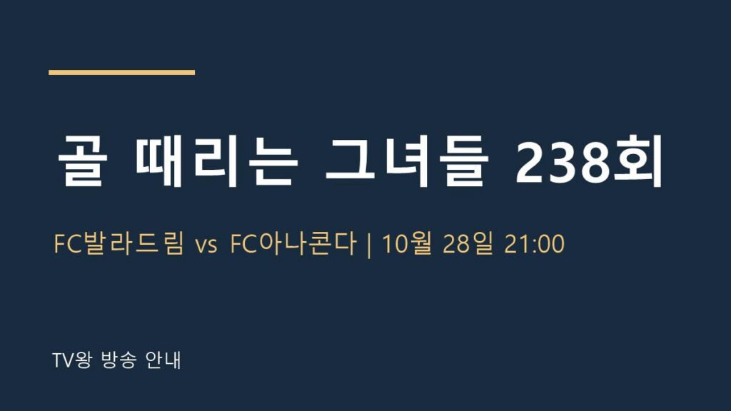골 때리는 그녀들 238회 TV왕 자체 제작 안내